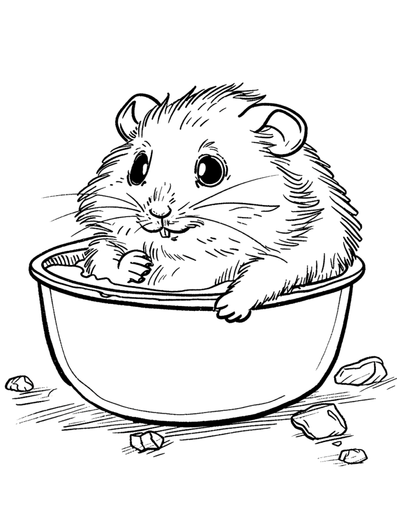 Desenho para colorir de hamster