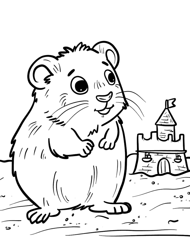 Desenho para colorir de hamster