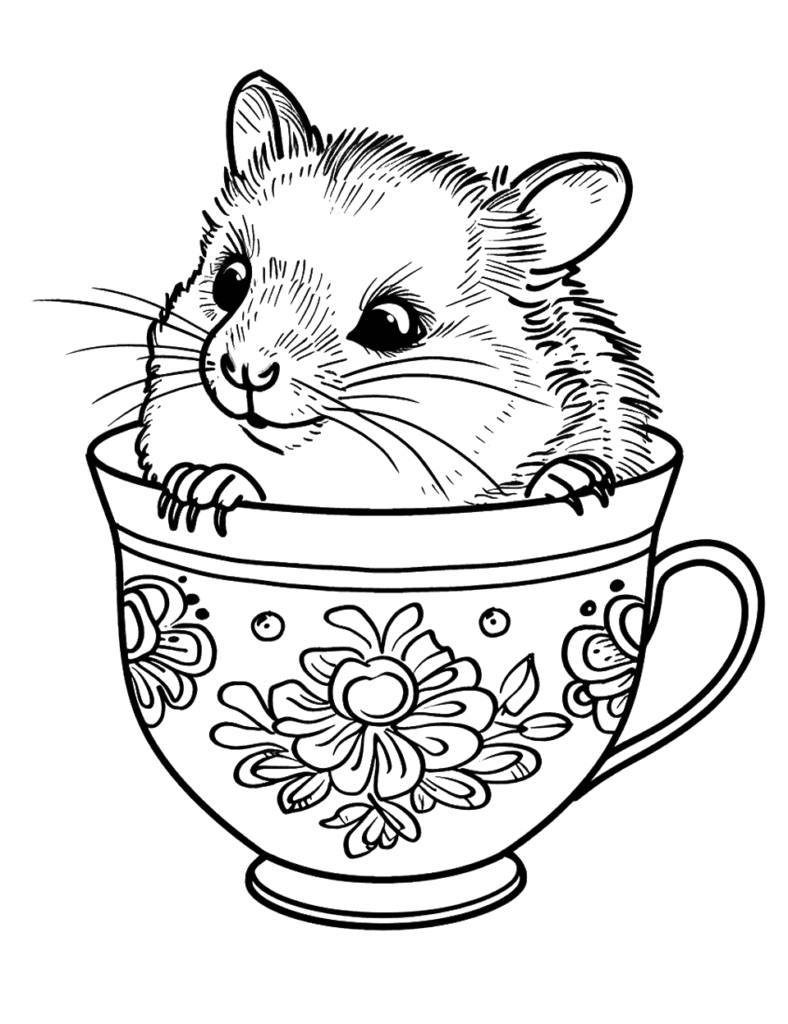 Desenho para colorir de hamster