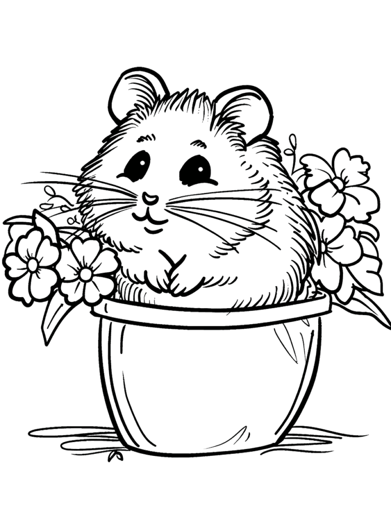 Desenho para colorir de hamster