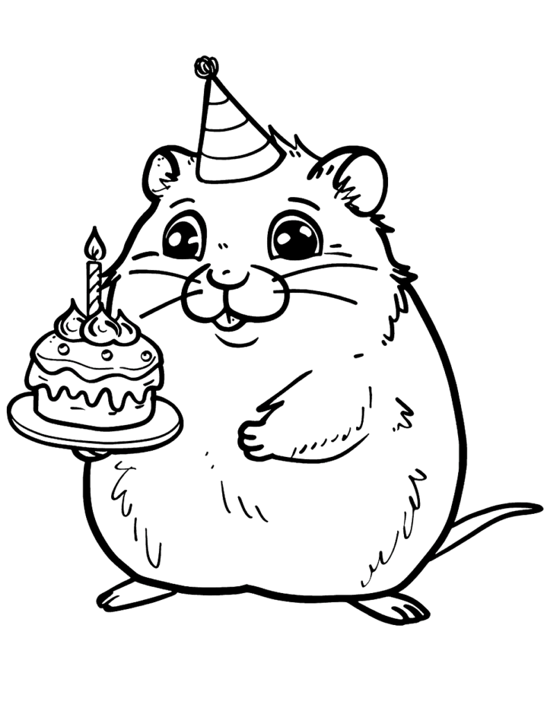 Desenho para colorir de hamster