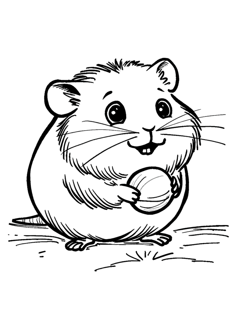 Desenho para colorir de hamster