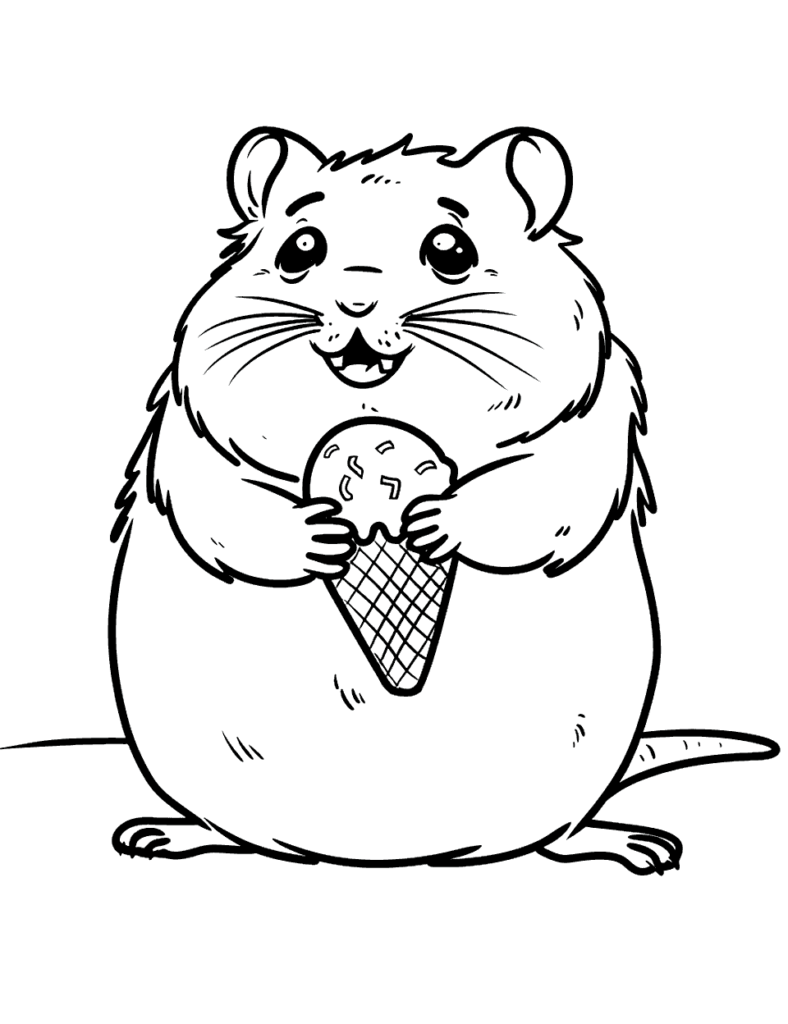 Desenho para colorir de hamster