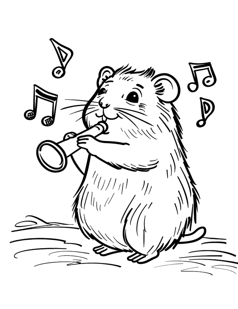 Desenho para colorir de hamster