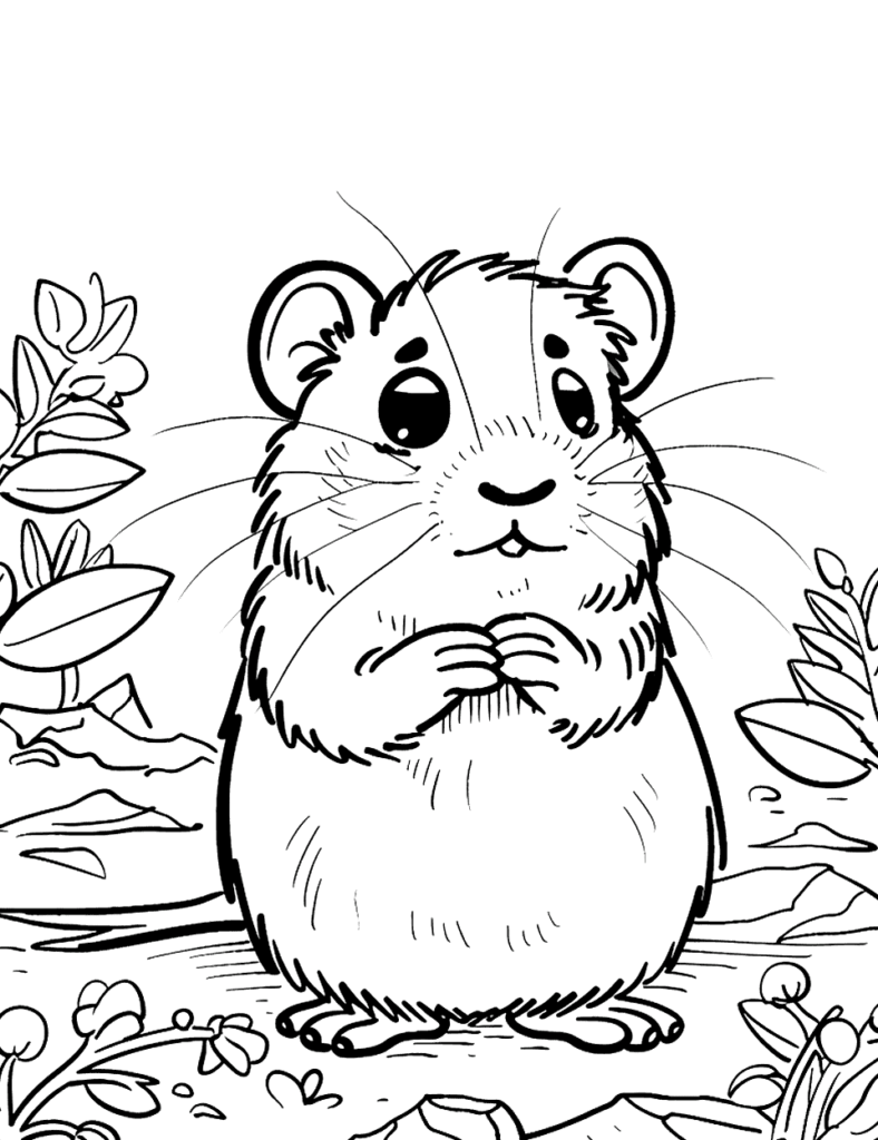 Desenho para colorir de hamster