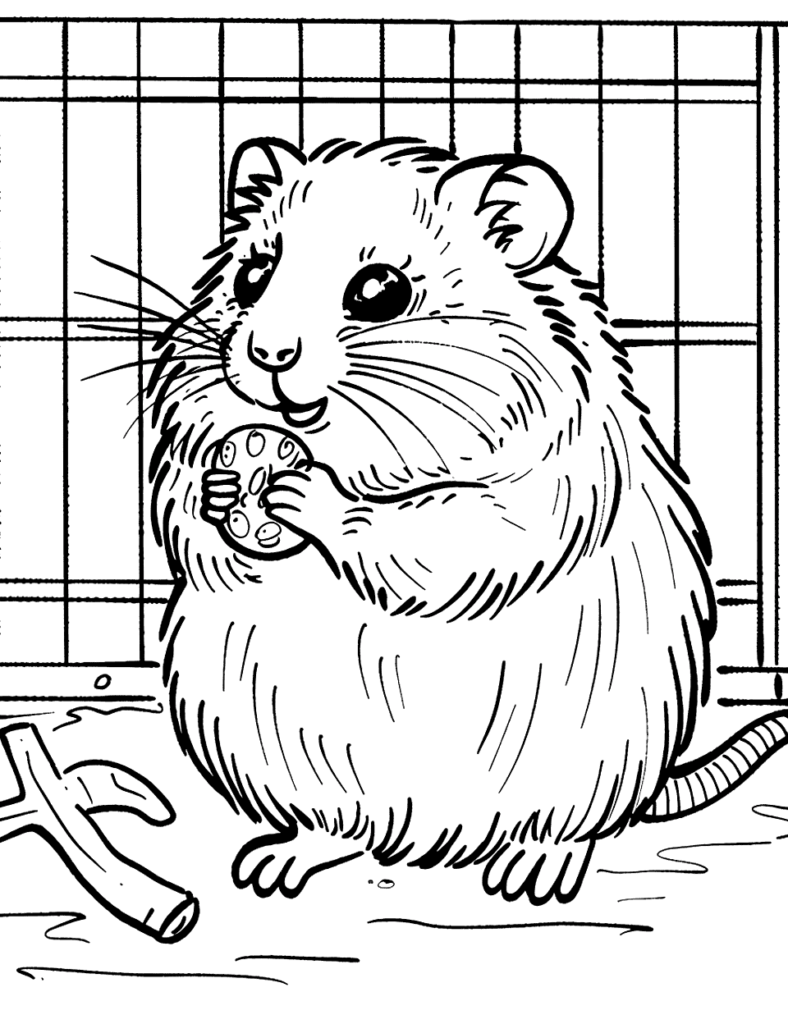 Desenho para colorir de hamster