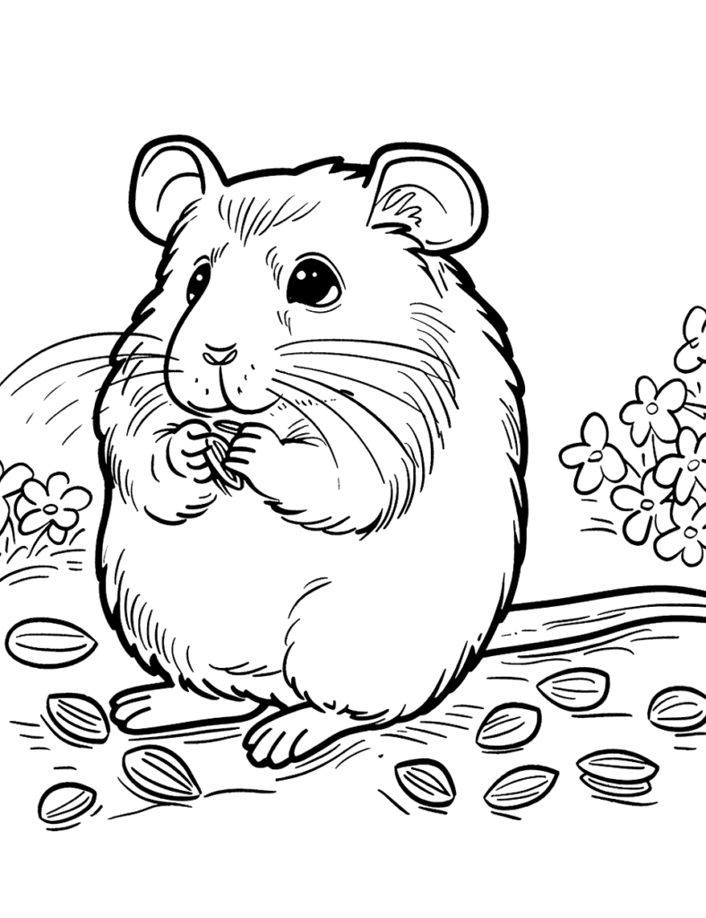 Desenho para colorir de hamster