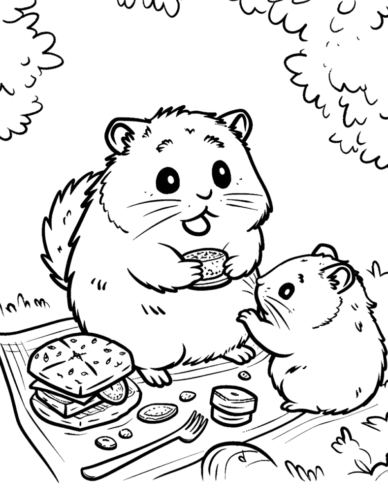 Desenho para colorir de hamster