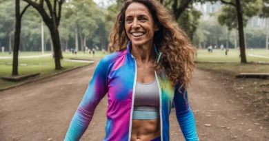 Mulher atlética correndo ao ar livre em parque, usando roupas de ginástica, ilustrando como a atividade física melhora a vida sexual feminina.